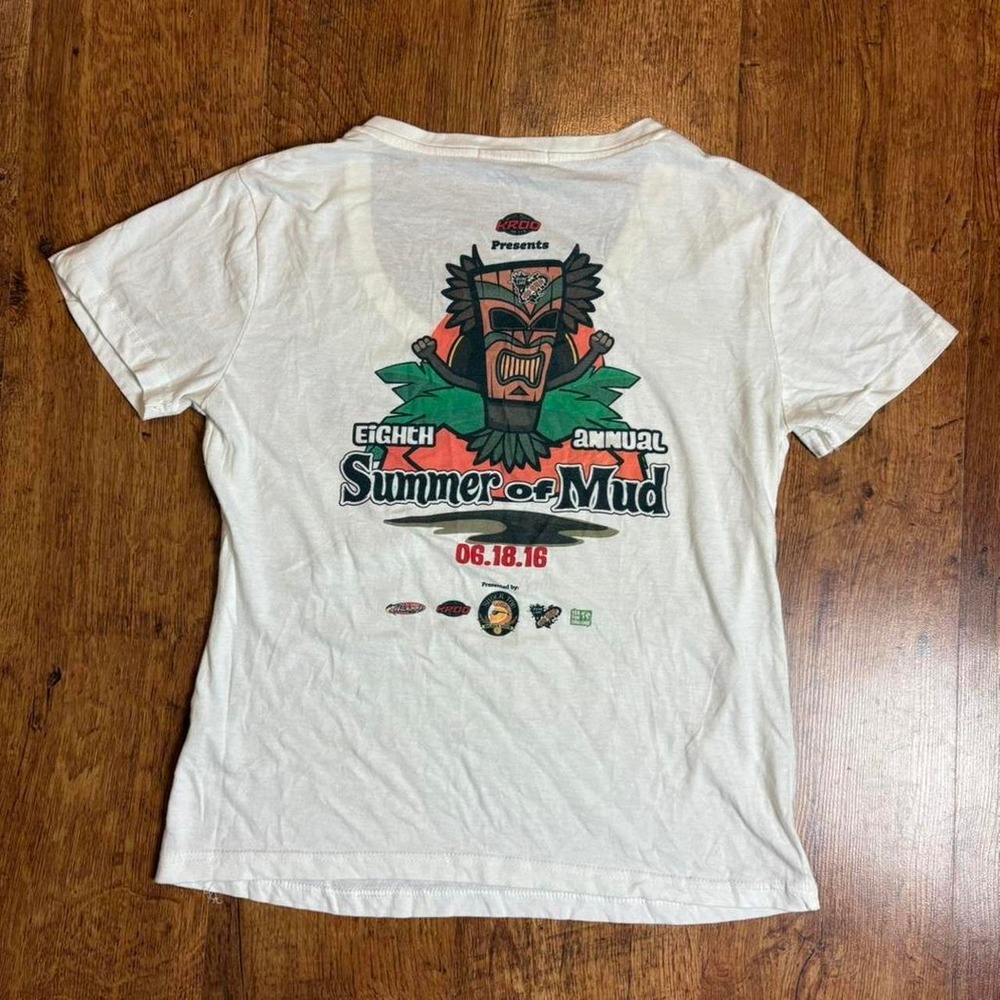 PROUSA Summer of Mud 2016 KROQ Tiki Graphic V-Neck T-Shirt White XL